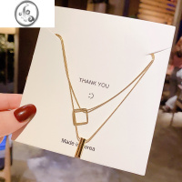 JiMi双层几何钛钢项链女2021年新款潮轻奢小众设计感高级秋冬毛衣链