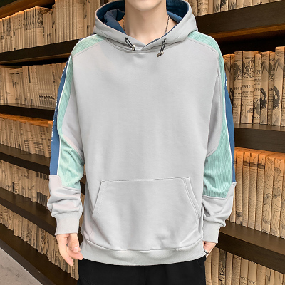 班俏BANQIAO卫衣男2020年秋季新款连帽男士卫衣套头卫衣男韩版潮流卫衣男装时尚个性青少年卫衣男038灰色L