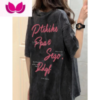 七斓美式复古水洗做旧短袖T恤女宽松oversize夏季港味chic潮牌上衣ins