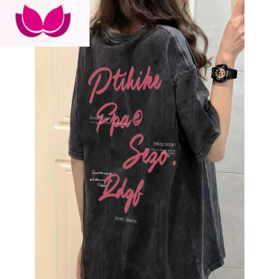 七斓美式复古水洗做旧短袖T恤女宽松oversize夏季港味chic潮牌上衣ins