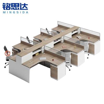 铭思达屏风办公桌干字型六人位含柜套