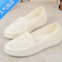 SUNTEK工作鞋夏季塑料凉鞋透气上班鞋老式女款白色柔软底休闲鞋护士鞋