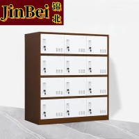 锦北多门更衣柜带锁工具柜教室学生书包柜多格子收纳柜 咖白十二门