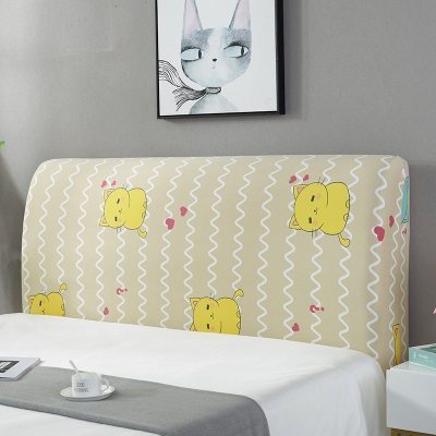 床头罩套床头套软包防尘罩靠背罩子保护套1.8米弹力布1.5床北欧风 波浪猫 2.0米(适合1.9-2.1米床头使用)