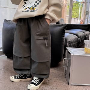 童酷儿童冬款湖州织里童装百搭宝宝长裤纯色贴标男童工装裤潮