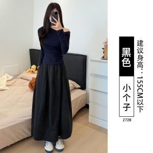 工装半身裙女夏季薄款2026新款高腰垂感a字长裙小个子冰丝山本裙