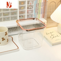 三维工匠桌面小型垃圾桶可爱轻奢办公室学生宿舍书桌收纳桶车载透明垃圾筒